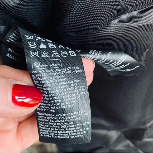 All Saints Astrid Black and White Check tweed Double breasted Blazer, 8 - Picture 8 of 11